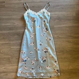 Midi Satin Slip Dress with Lace Bust